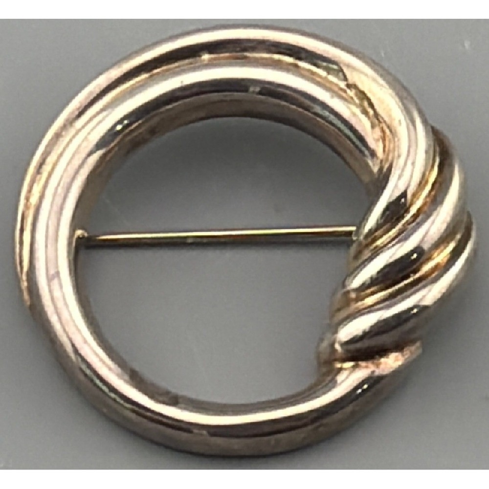 Vintage Sterling Silver Brooch Circular Twist Modernist BAYANIHAN Signed 1.25"